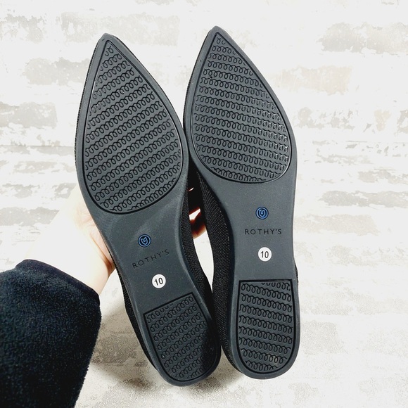 NEW Rothy's The Flat Black Knit Pointy Toe Slip On Loafers E195 - Picture 6 of 8